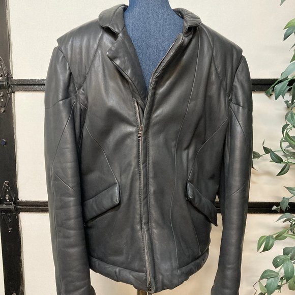 Mens Armani Exchange Leather Coat Grey Size Large - Picture 1 of 7